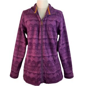 Woolrich Printed Andes Fleece Zip Front Fleece Jacket Eggplant Size Large